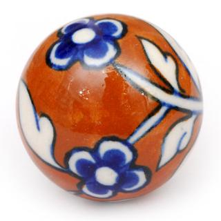 KPS-4644 - Brown Ceramic Cabinet Knob with Blue Flowers and White Leaves KPS-4644 - Brown Ceramic Cabinet Knob with Blue Flowers and White Leaves