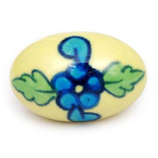 KPS-4649 - Turquoise flower and green,turquoise leaf with Yellow base knob KPS-4649 - Turquoise flower and green,turquoise leaf with Yellow base knob