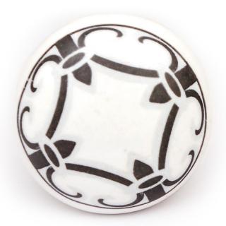KPS-4684 White Ceramic Cabinet Knob with Black Square Design KPS-4684 White Ceramic Cabinet Knob with Black Square Design