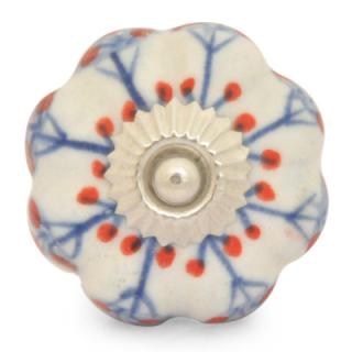 KPS-9050-Red and Blue design with White Base Ceramic knob