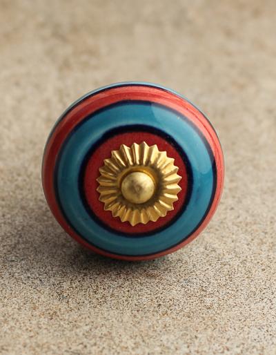BPCK-017 Striped Ceramic Knob-Brass