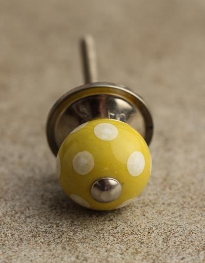 BPCK-028-B Yellowish-Cream Colored Ceramic Knob-Silver