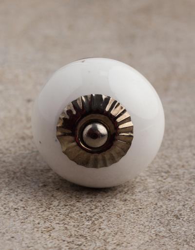BPCK-074 White Cabinet knob-Antique Silver