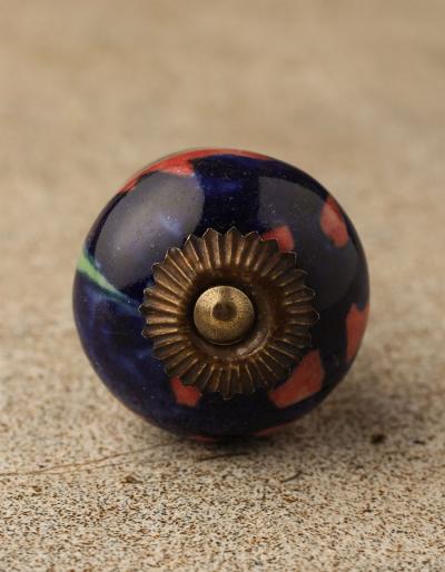 BPCK-110 Red and Green leaf ceramic knob-Antique Brass