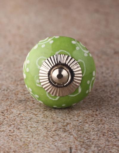 BPCK-122 White And Green Knob-Silver