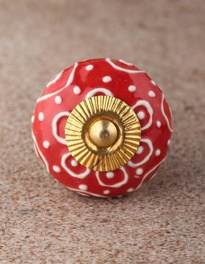 BPCK-123 White design with Red ceramic knob-Brass