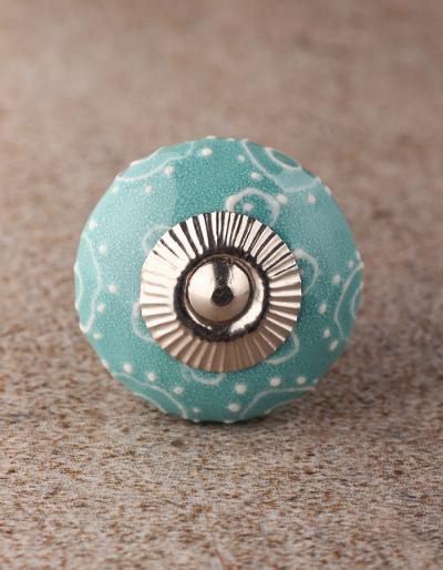 BPCK-126 White with Dark Sea Green ceramic knob-Silver