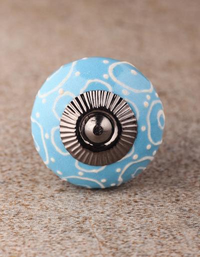 BPCK-130 Light Sky Blue base ceramic knob -Antique Silver