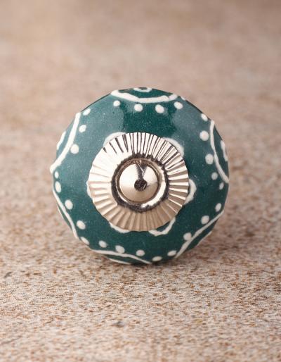 BPCK-131 Dark Cyan base ceramic knob-Silver