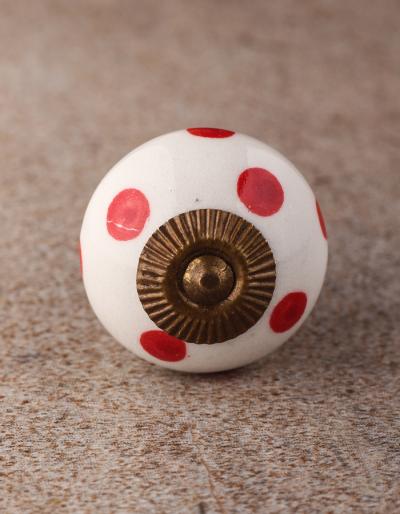 BPCK-163 Polka Design Ceramic knob-Antique Brass