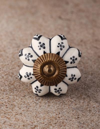 BPCK-166 Black design Ceramic knob-Antique Brass