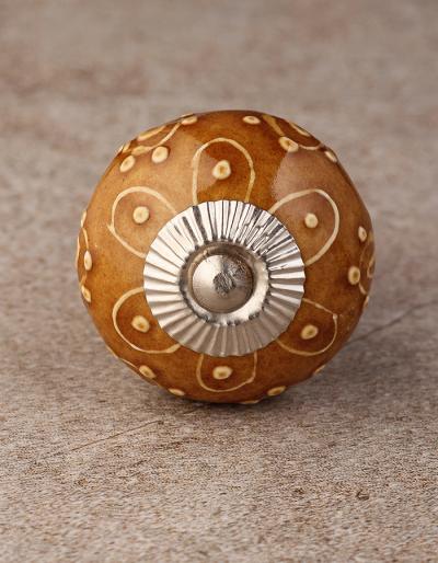BPCK-241 Brown Floral Kitchen Cabinet Knob-Silver