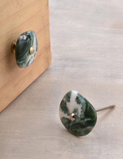 Agate Natural Gemstone Green, White Shade Cabinet Furniture Knobs