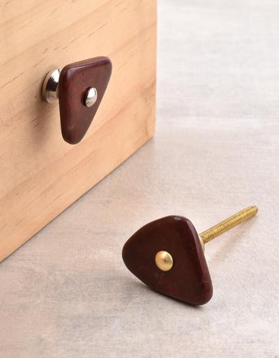 Triangular Brown Shade Agate Natural Gemstone Cabinet Furniture Knobs