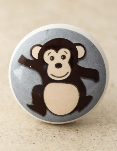 NKPS-027 black Monkey and Turquoise base with White Ceramic knob