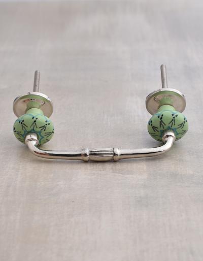 Lime Green and Turquoise Design on a Lime Green Cabinet Pull
