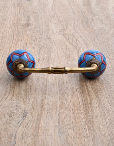 Red and Yellow design with Turquoise base ceramic Pull