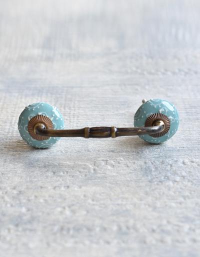 White design with Dark Sea Green base ceramic Pull
