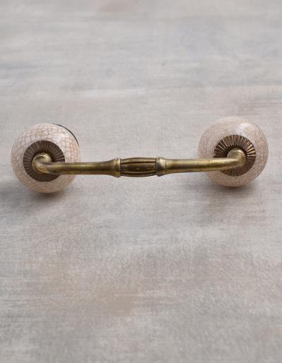 Cracked Cream Ceramic Cabinet Knob