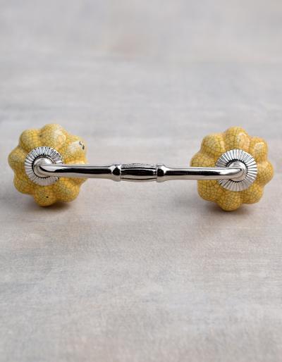 Cracked Yellow Ceramic Cabinet Knob