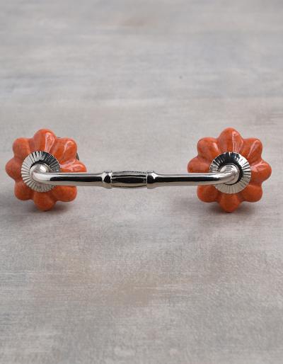 Cracked Orange Ceramic Cabinet Knob