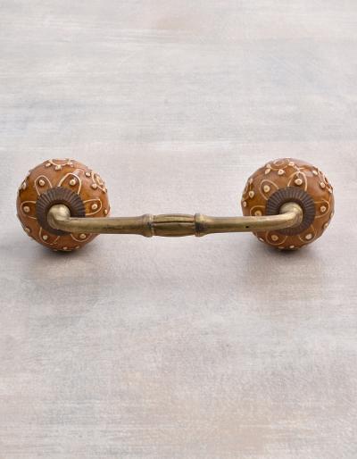 Brown Floral Embossed Design Kitchen Cabinet Pull