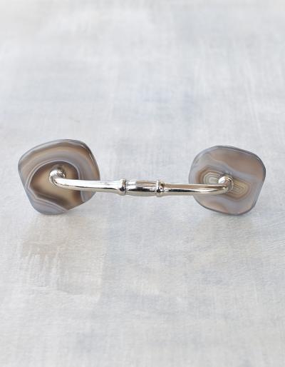 Agate Natural Gemstone Cabinet Furniture Pull - Brown and Grey Shade
