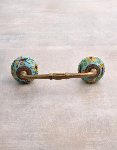 Elegant Turquoise Flower Beaded Drawer Pull Elegant Turquoise Flower Beaded Drawer Pull