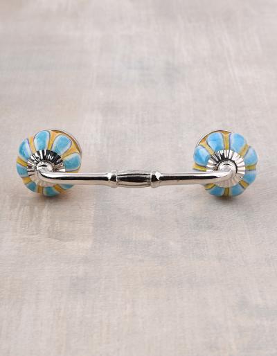 Turquoie Flower with Yellow Base Melon Pull (Big)