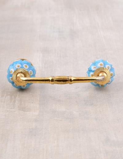 White and Pink dots with Turquoise base Pull