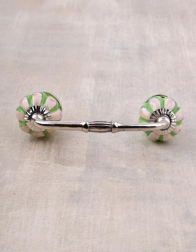 Pink Flower with Lime Green Base Pull