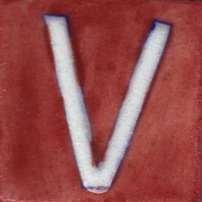 BPAT-005-White V Alphabet Brown Base Tile (2x2)