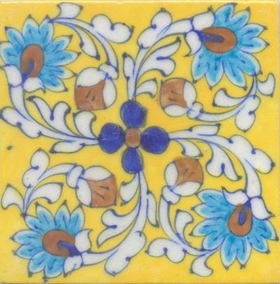 Turquoise Flower amd Yellow Tile