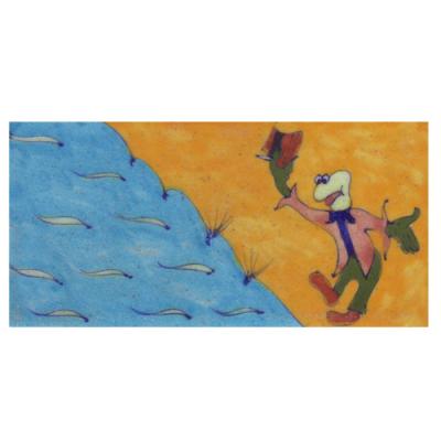 Cartoon design on Yellow and Turquoise Base Tile Cartoon design on Yellow and Turquoise Base Tile