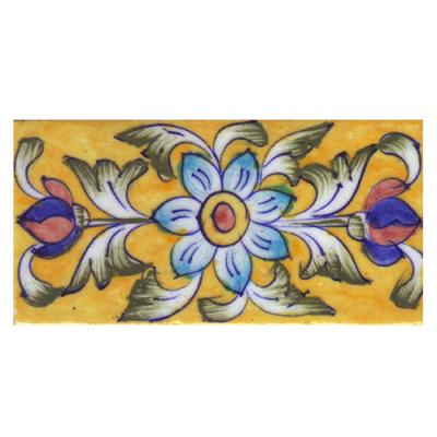 Turquoise,Brown and Yellow and Green Shaiding leaf with Yellow Base Tile-06 Turquoise,Brown and Yellow and Green Shaiding leaf with Yellow Base Tile-06