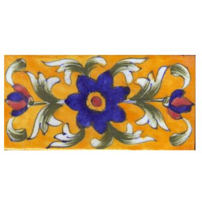 Blue Flowers on Yellow Base Tile Blue Flowers on Yellow Base Tile