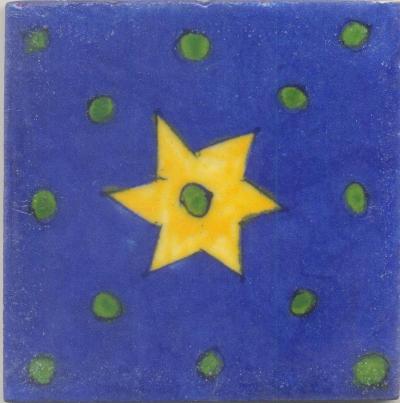 Yellow Star and Green dots with Blue Base Tile Yellow Star and Green dots with Blue Base Tile