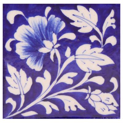Blue Base with White Leafs Tiles Blue Base with White Leafs Tiles