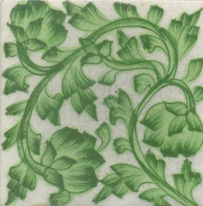 Green Flower with White Base Tile