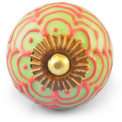 Embossed Line on Lime and White Ceramic knob Embossed Line on Lime and White Ceramic knob