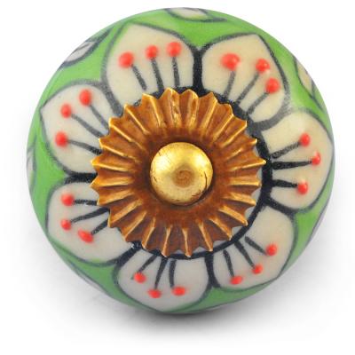 White Flower with Lime Green Colour Knob White Flower with Lime Green Colour Knob