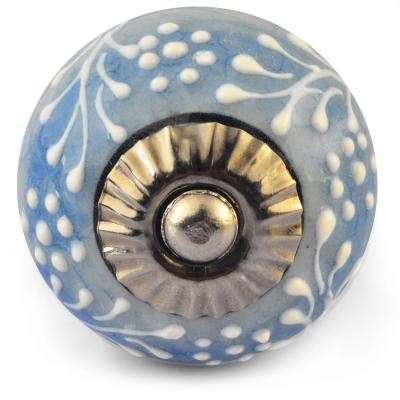 White Embossed design on Purple and White Ceramic knob
