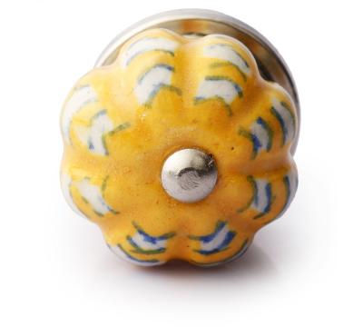 White Pattren Design On Yellow Base Knob White Pattren Design On Yellow Base Knob