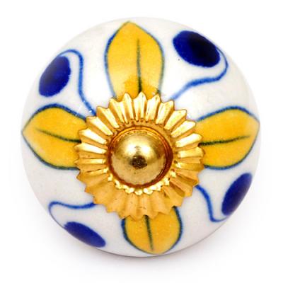 KPS-4583 - Yellow flower and Blue dots and White knob KPS-4583 - Yellow flower and Blue dots and White knob