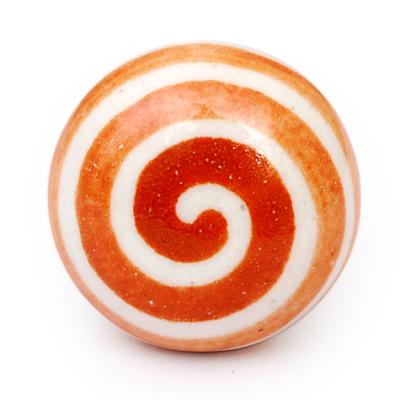 KPS-4675 - Brown Spiral on a White Ceramic Cabinet Knob KPS-4675 - Brown Spiral on a White Ceramic Cabinet Knob
