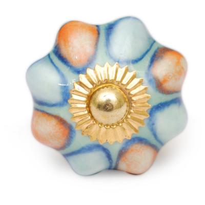 KPS-9001 - Light Orange and Light Turquoise Flower-Shaped Cabinet Knob
