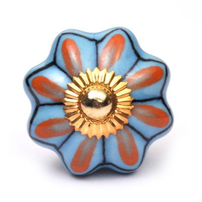 KPS-9012 - Red with Turquoise Base Ceramic knob