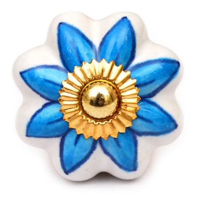 KPS-9025 - Turquoise Flower and White Base Ceramic knob