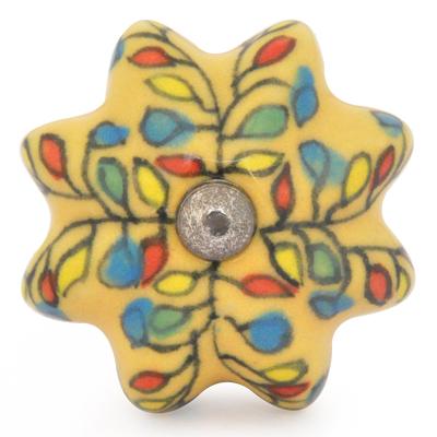 KPS-9053-Yellow,Red, Blue and Green leaf with Yellow Ceramic knob KPS-9053-Yellow,Red, Blue and Green leaf with Yellow Ceramic knob