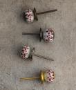 BPCK-002 White and Maroon Flower Shaped Cabinet Knob